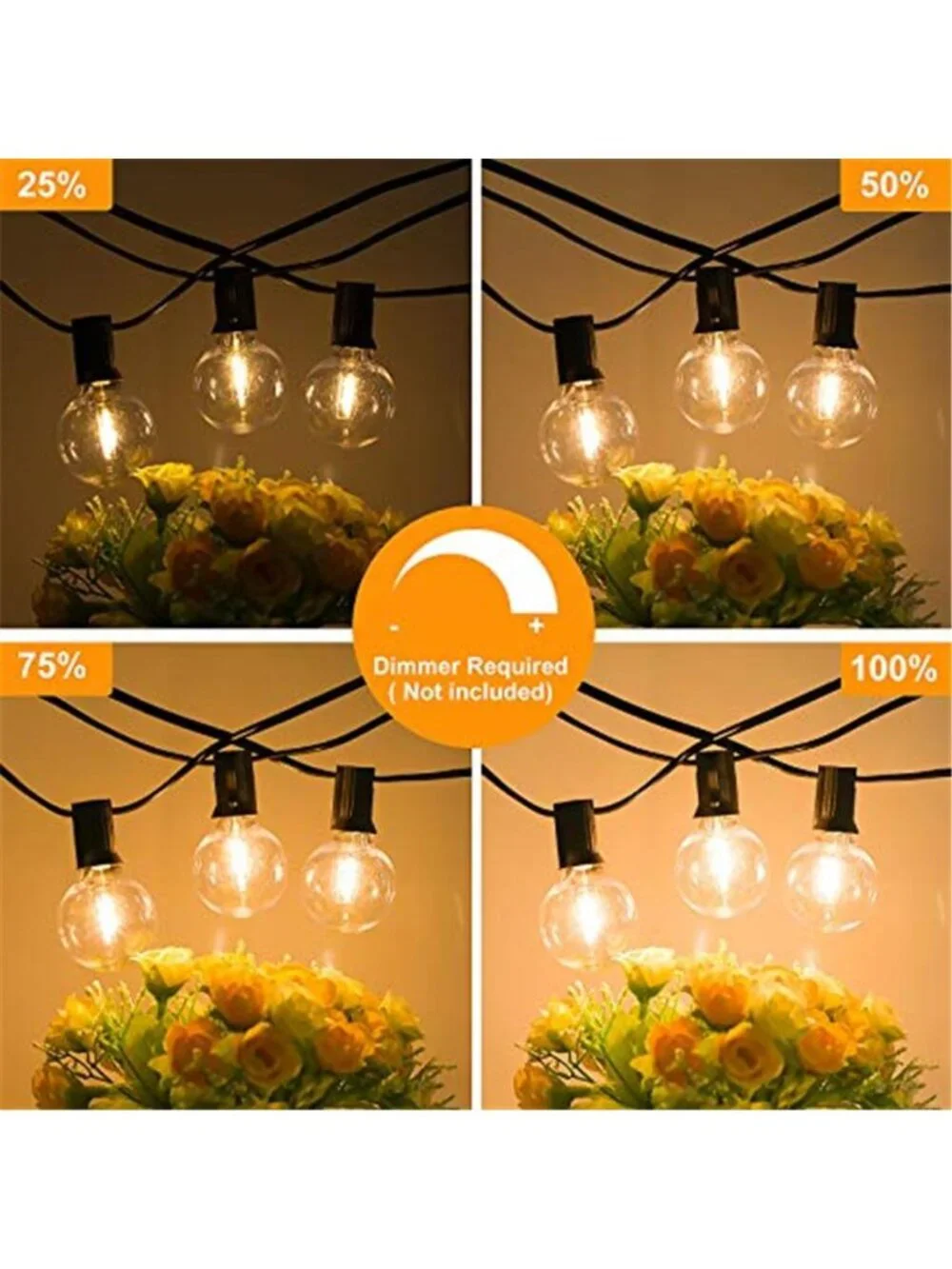 Outdoor G40 Globe String Lights 100ft Vintage Waterproof Dimmable Connectable